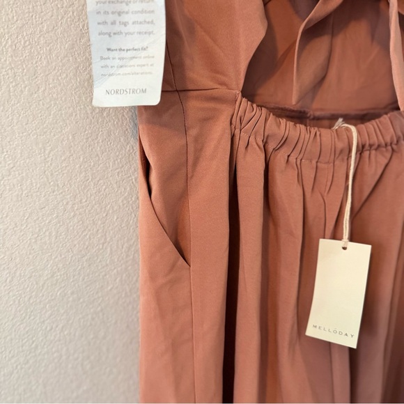 New Melloday Marsala V-Neck Open Back Jumpsuit Sz XS Elegant Sleeveless Rose - Picture 13 of 14